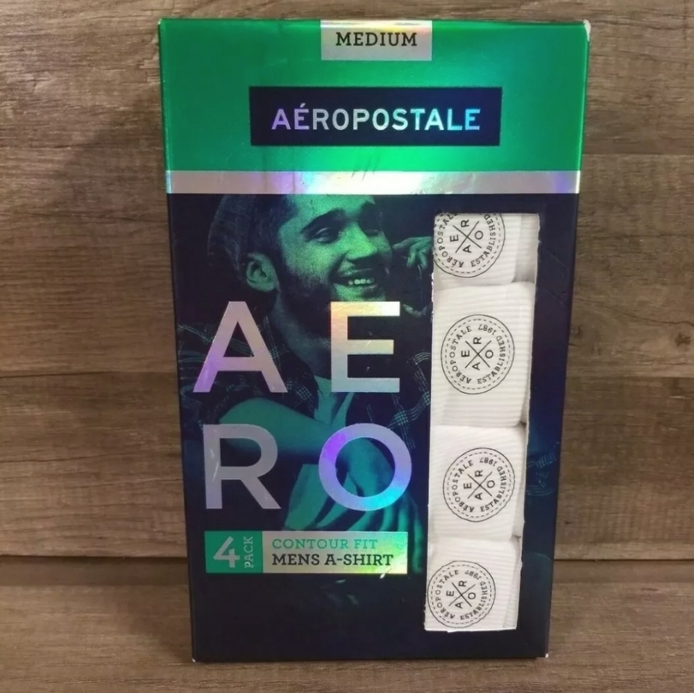 Aeropostale 4 Pack Tank Tops White Medium Contour Fit A-Shirts